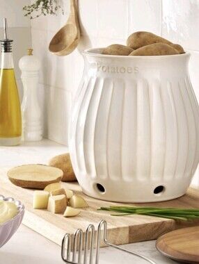 2026 The Pioneer Woman Colette Ceramic Potato Keeper with Fluted Design